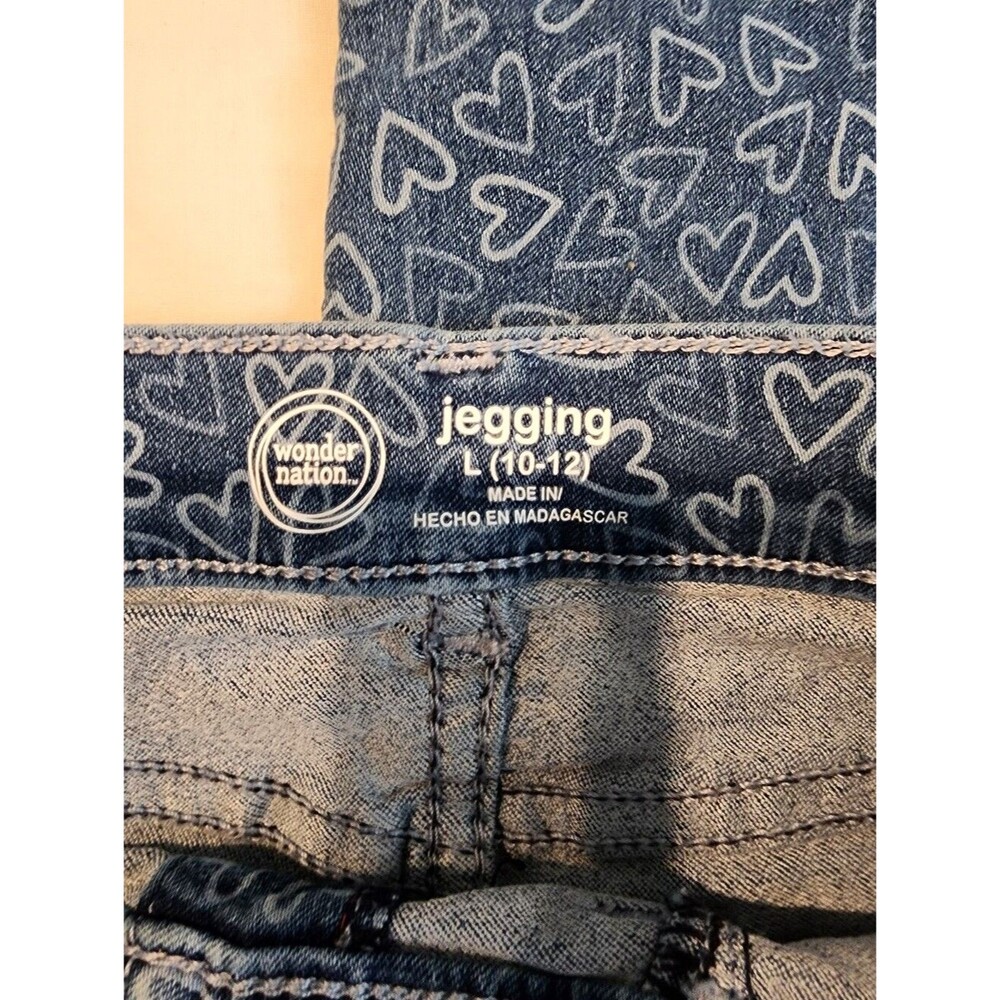 wonder nation Blue Heart-Print Jeggings for Girls